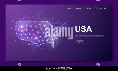 Modèle de site Web USA 3D Low Poly. Concept d'illustration de conception des États-Unis d'Amérique. Symbole polygonal de carte de pays pour la conception de sites Web Illustration de Vecteur
