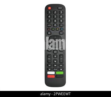 Télécommande du téléviseur isolée sur fond blanc. Télécommande. Programme multimédia. Clavier de la télécommande du téléviseur Banque D'Images