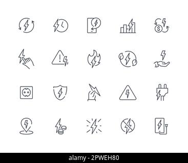 Icônes de contour liées à l'énergie définies Illustration de Vecteur