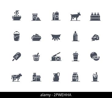 Kit noir icônes de lait Illustration de Vecteur