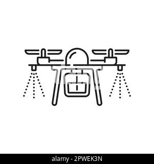 Icône du système de pulvérisation de drone de champ. Agriculture irrigation, arrosage et application d'engrais technologie intelligente, plantes pulvérisation de pesticides par insectes automa Illustration de Vecteur
