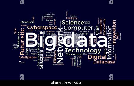 Concept d'arrière-plan Word Cloud pour Big Data. Réseau de technologie Internet avec concept d'analyse de données dans le cloud. illustration vectorielle. Illustration de Vecteur