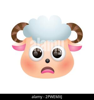 Illustration vectorielle de dessin animé de visage de mouton isolée. Adorable animal de ferme emoji. Illustration de Vecteur