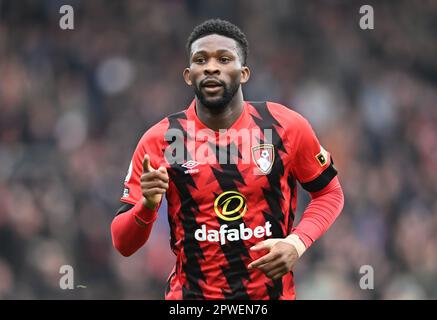 Boscombe, Dorset, Royaume-Uni. 30th avril 2023 ; Stade Vitality, Boscombe, Dorset, Angleterre : Premier League football, AFC Bournemouth contre Leeds United ; Jefferson Lerma de Bournemouth célèbre son score en 21st minutes pour 1-0 Credit: Action plus Sports Images/Alay Live News Banque D'Images