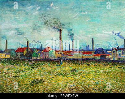 Les usines de Vincent van Gogh au célèbre tableau de Clichy. Original du musée d'art de Saint Louis. Banque D'Images