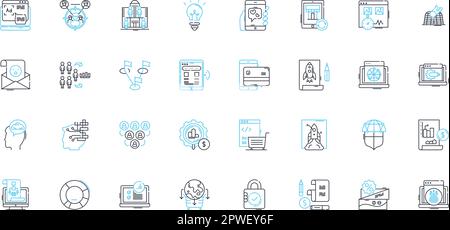 Ensemble d'icônes linéaires d'optimisation numérique. Algorithme, analytique, automatisation, conversion, CTR, Client, vecteur de ligne de données et signes conceptuels. Engagement Illustration de Vecteur