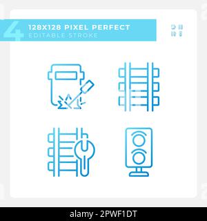 Ensemble d'icônes de vecteur linéaire à gradient parfait pour l'entretien des chemins de fer Illustration de Vecteur