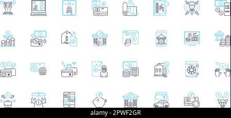 Jeu d'icônes linéaires de réalité en ligne. Virtualité, immersion, Avatar, Simulation, Digitalité, Cybermonde, vecteur de ligne alternatif et signes de concept Illustration de Vecteur