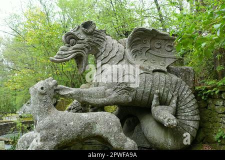 Dragon - Parco dei Mostri - Bomarzo, Italie. Banque D'Images