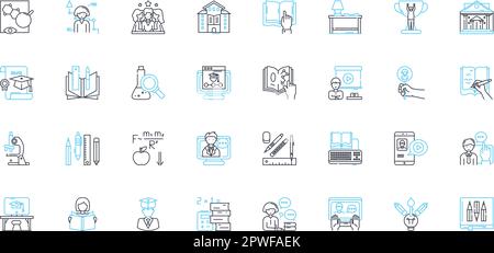 Ensemble d'icônes linéaires de formation continue. Développement, progression, avancement, apprentissage, croissance, Amélioration, vecteur de ligne d'éducation et signes de concept Illustration de Vecteur