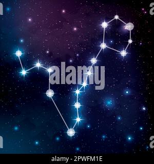 Constellation de poissons dans le ciel nocturne Illustration de Vecteur