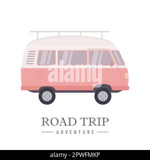 aventure en voiture avec camping-car vacances d'été Illustration de Vecteur