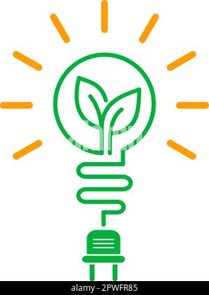 Icône économie d'énergie avec ampoule verte stylisée. Vecteur sur fond transparent Illustration de Vecteur