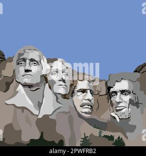 Rushmore Mount Keystone États-Unis Landmark Vector Illustration de Vecteur