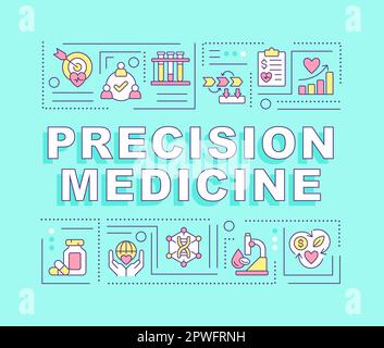 La marque verte des concepts de mot de médecine de précision. Étude du génome. Infographies avec icônes modifiables sur fond couleur. Typographie isolée. Illustration vectorielle Illustration de Vecteur