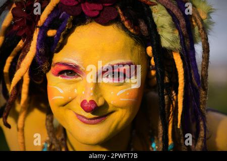 Edinburgh, Écosse, Royaume-Uni, 30 avril 2023. Les artistes du Beltane Fire Festival à Calton Hill célèbrent le retour de l'été. credit sst/alamy nouvelles en direct Banque D'Images