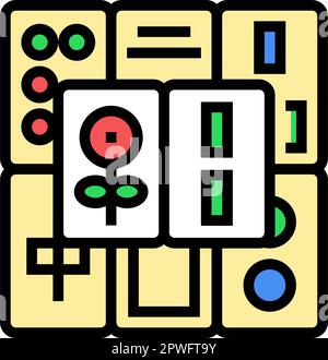 mahjong carreaux tableau couleur icône illustration vectorielle Illustration de Vecteur