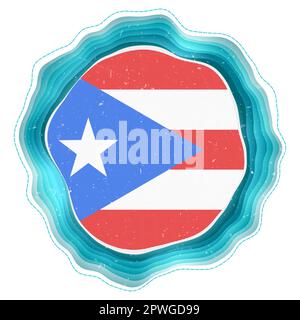 Drapeau Porto Rico dans le cadre. Badge du pays. Signe circulaire superposé autour du drapeau de Porto Rico. Illustration vectorielle créative. Illustration de Vecteur