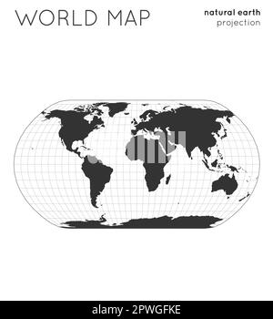 Carte du monde. Globe en projection naturelle de la terre, avec des lignes de réticule. Illustration vectorielle moderne. Illustration de Vecteur