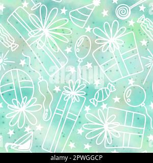 Boîte cadeau de fête motif cadeau sans couture pour emballer le papier, les tissus et le linge de maison, l'imprimé pour les enfants, les emballages de Noël et l'accès pour les anniversaires Banque D'Images