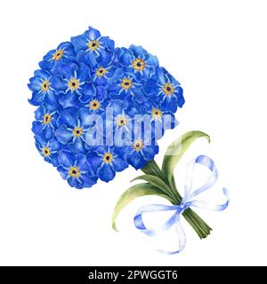 Belle aquarelle à la main Forget-me-nots pour mariage, fête des mères, fête des pères, femmes, s Day, Saint-Valentin, fête d'anniversaire, de printemps et d'été Banque D'Images