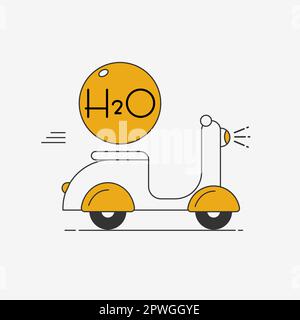 Symbole d'icône de moto de livraison d'eau, conception plate pour applications et sites Web, isolé sur fond blanc, vecteur Illustration de Vecteur