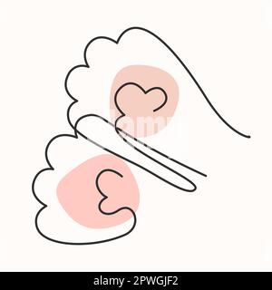 Icône de ligne continue d'empreinte de patte de chat.silhouette de pied.vétérinaire, concept de protection des animaux.logo linéaire de style moderne Illustration de Vecteur