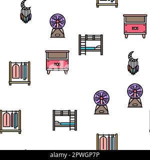 chambre d'enfant intérieur vecteur sans couture motif mince illustration Illustration de Vecteur