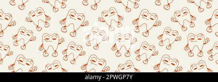 Personnages de la bande dessinée Grange. Tooth concept.Background for poster,textile print,wrapping paper.Seamless vector pattern Illustration de Vecteur