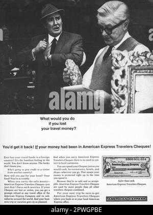 1967 annonce chèques de voyage American Express Banque D'Images