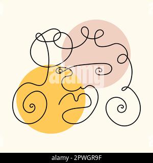 Visage humain d'une ligne.Portrait continu minimaliste avec géométrie.vecteur pour affiches, t-shirts, cartes, poteaux.Vector plat Illustration de Vecteur