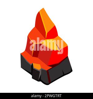 Pile de charbon de bois rouge chaud pour les cheminées illustration de dessin animé. Charbon brûlant pour gril isolé sur blanc Illustration de Vecteur