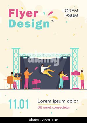 L'équipe filmant des scènes d'action avec cascades Illustration de Vecteur