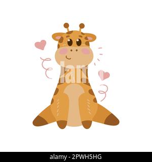 Adorable illustration vectorielle de personnage de dessin animé girafe Illustration de Vecteur