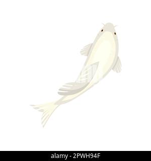 Poisson koi blanc nageant dans l'illustration de dessin animé de l'étang Illustration de Vecteur