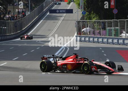 Bakou, Azerbaïdjan. 30th avril 2023. Charles Leclerc, pilote de l'écurie Ferrari, participe au Grand Prix d'Azerbaïdjan de Formule un au circuit de la ville de Bakou, en Azerbaïdjan, au 30 avril 2023. Credit: Tofiq Babayev/Xinhua/Alay Live News Banque D'Images