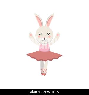 Lapin personnage de dessin animé comme ballerine en jupe tutu Illustration de Vecteur