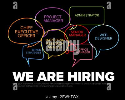 Nous embauchons un modèle de circulaire minimaliste – à la recherche de nouveaux membres de notre équipe qui embauchent un nouveau membre de l'équipe de l'entreprise – simpl Illustration de Vecteur