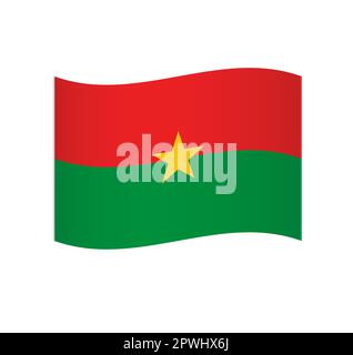 Drapeau du Burkina Faso - icône de vecteur ondulé simple avec ombrage. Illustration de Vecteur