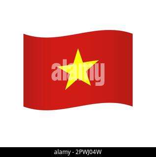 Drapeau du Vietnam - icône de vecteur ondulé simple avec ombrage. Illustration de Vecteur