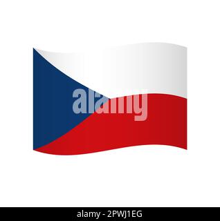 Drapeau de la République tchèque - icône de vecteur ondulé simple avec ombrage. Illustration de Vecteur