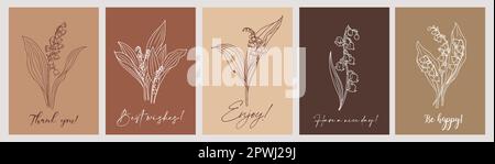 Jeu de cartes avec fleurs de Lily of the Valley. Illustration de Vecteur