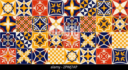 Tuiles espagnoles, marocaines ou mexicaines. Style Talavera. Arrière-plan coloré en carreaux de sol. Texture vectorielle sans couture. Illustration de Vecteur