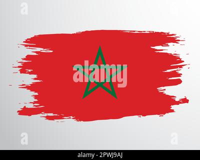 Drapeau du Maroc peint avec une brosse Illustration de Vecteur