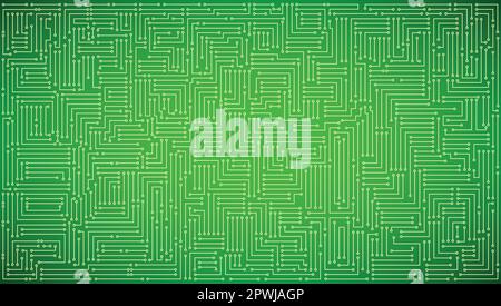 Microcircuits sur fond vert Illustration de Vecteur