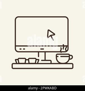 Icône de la ligne de divertissement en ligne Illustration de Vecteur