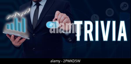 Légende du texte Présentation de Trivia, Word pour plus de détails considérations pièces information peu d'importance ou de valeur Banque D'Images