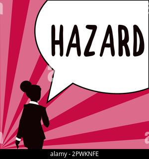 Présentation conceptuelle danger, compte d'approche commerciale ou déclaration décrivant le danger ou le risque Banque D'Images