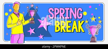 Signature manuscrite vacances de printemps, approche d'affaires période de vacances à l'école et dans les universités au printemps Banque D'Images