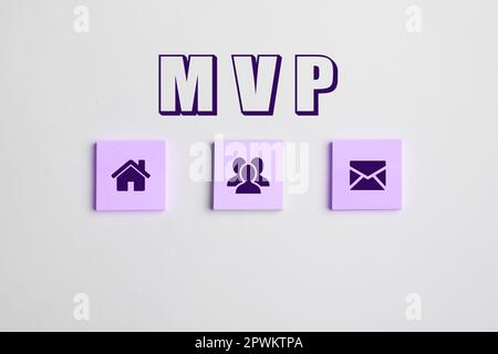 Texte d'écriture MVP, Business Showcase Investment Strategy pour acheter des actions avec d'autres investisseurs Banque D'Images